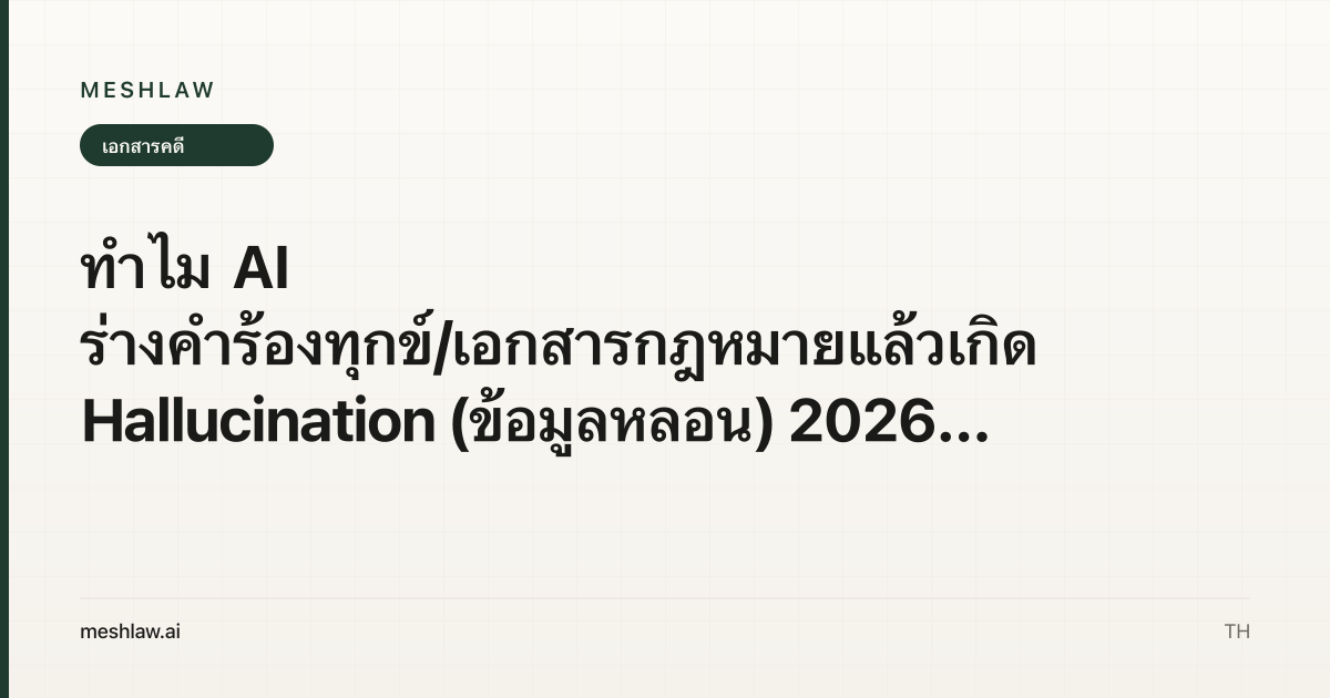 ทำไม AI ร่างคำร้องทุกข์/เอกสารกฎหมายแล้วเกิด Hallucination (ข้อมูลหลอน) 2026 — ข้อจำกัดและสาเหตุ